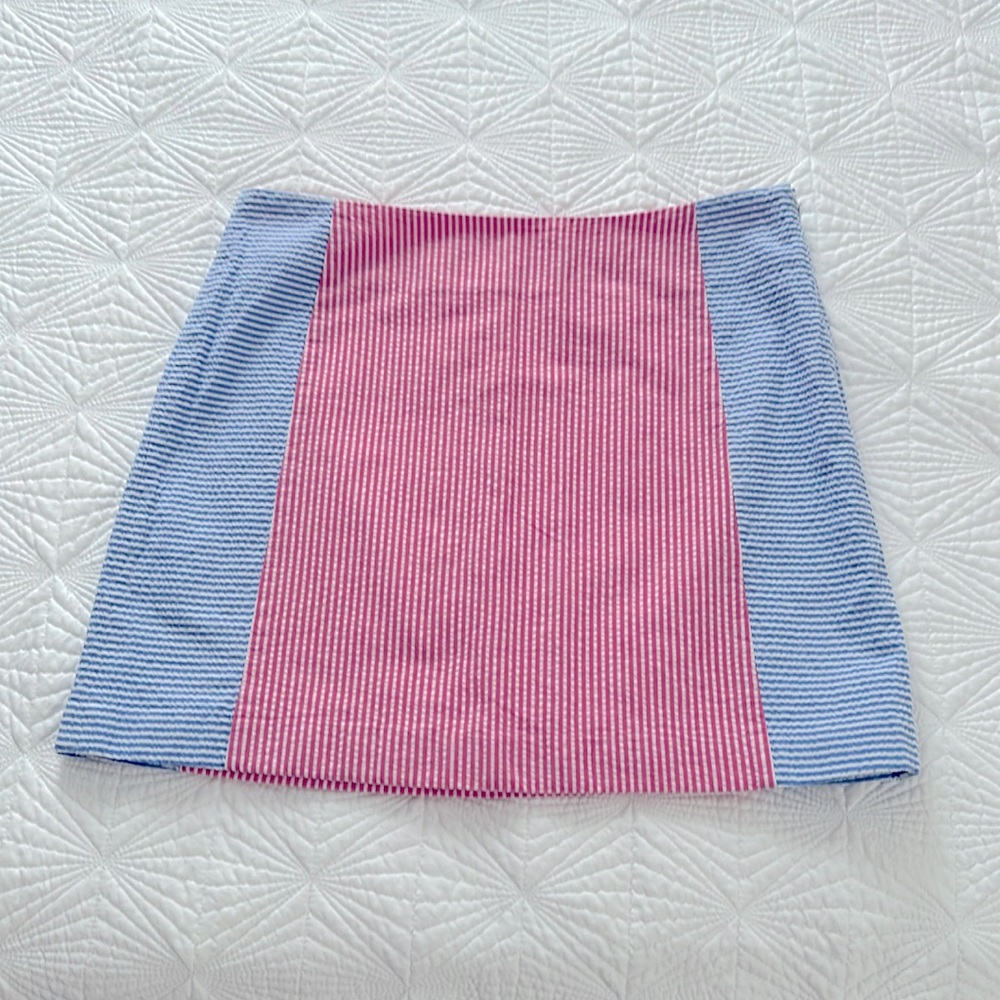 Vineyard Vines Seersucker Skirt Red White Blue Color Block Size  6